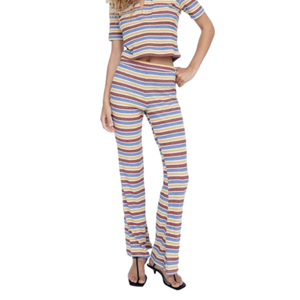 ZARA Multicolored Striped Stretchy Textured Flare Leg Pants